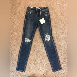Trendy Blue Distressed Skinny Jeans